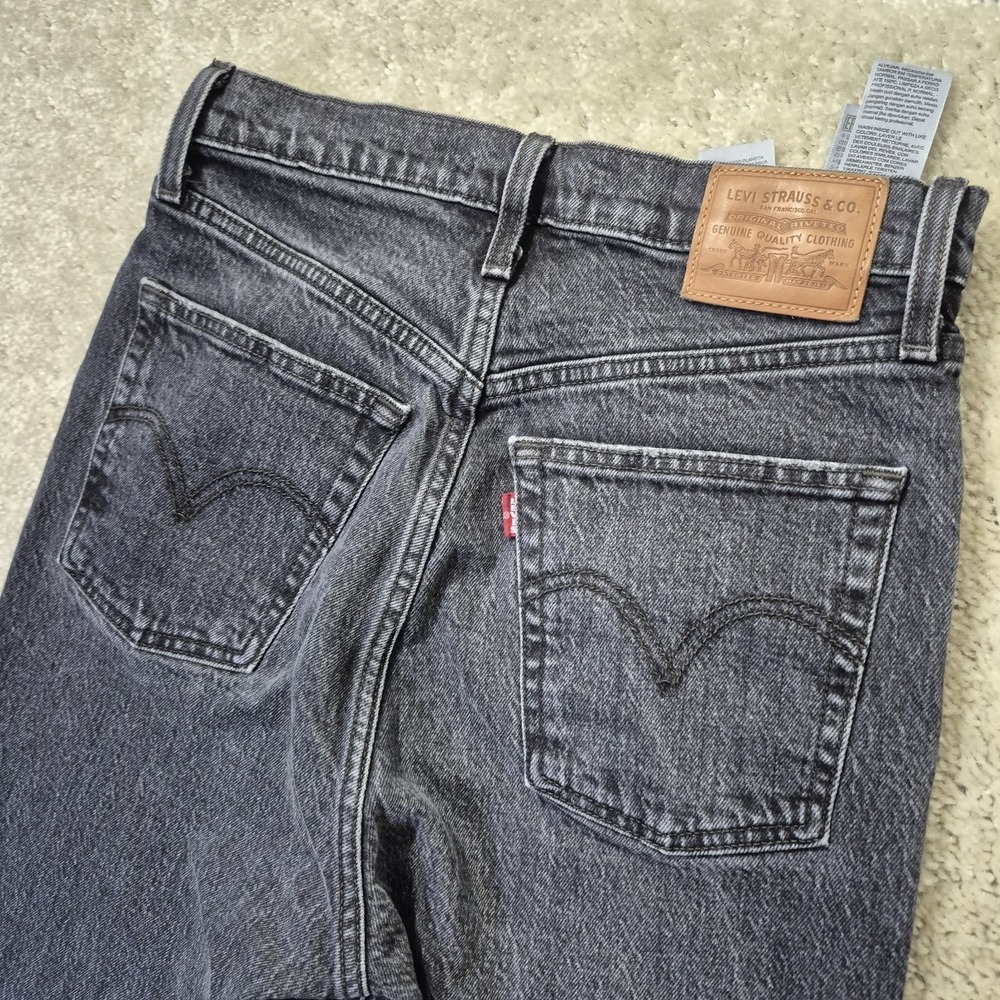 Levis Premium Jeans Ribcage Straight Ankle Womens 27/27 Black Relaxed 90s Mom - Picture 14 of 14